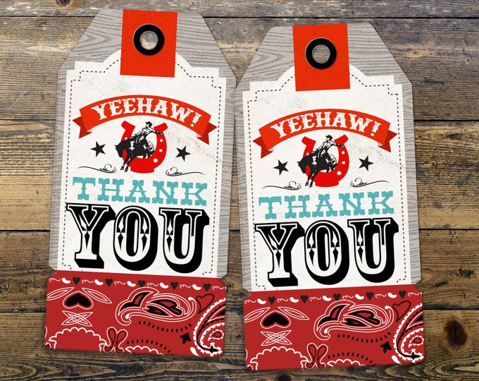 Western, cowboy, cowgirl, birthday, Western birthday, Rodeo, favor tags, party favor, thank you, horse, circus, carnival