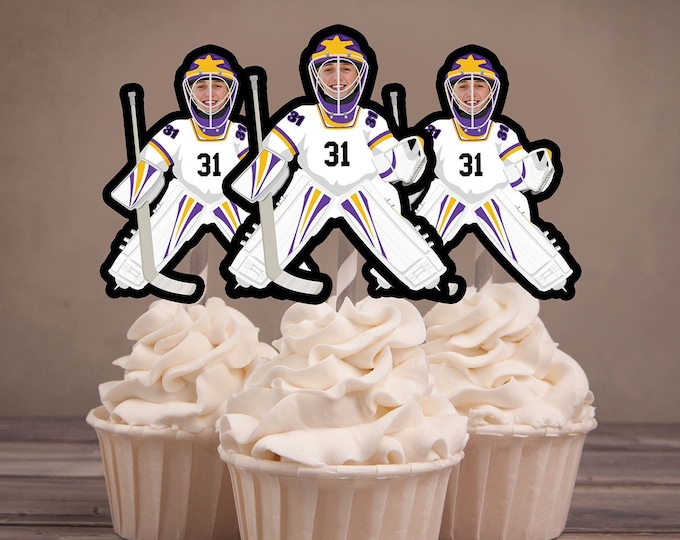 Hockey photo Cupcake Toppers, Digital File - Hockey  birthday, Sports birthday, Sports theme, Hockey theme, Hockey party