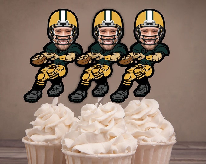 Helmet Photo Cupcake Toppers Digital File - Football  birthday, Football topper, boy birthday, All-Star, Sports theme, sports decor