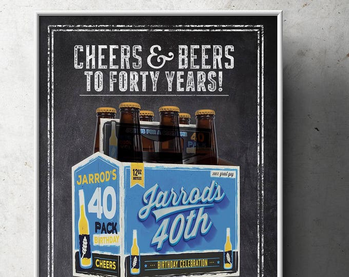 Cheers and Beers, poster, beer tasting, 21st, 30th, 40th, 50th, 60th, Surprise Birthday Party, adult birthday, party sign, Digital file