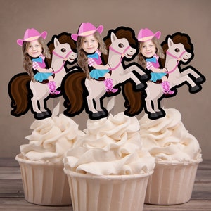 Cowboy cupcake toppers, cowgirl cupcake toppers, rodeo party, western party, printable files, western birthday decor, pony, horse