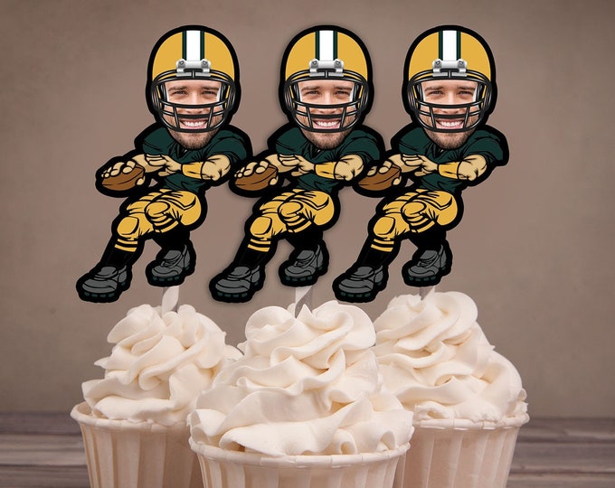 Helmet Photo Cupcake Toppers Digital File - Football  birthday, Football topper, boy birthday, All-Star, Sports theme, sports decor