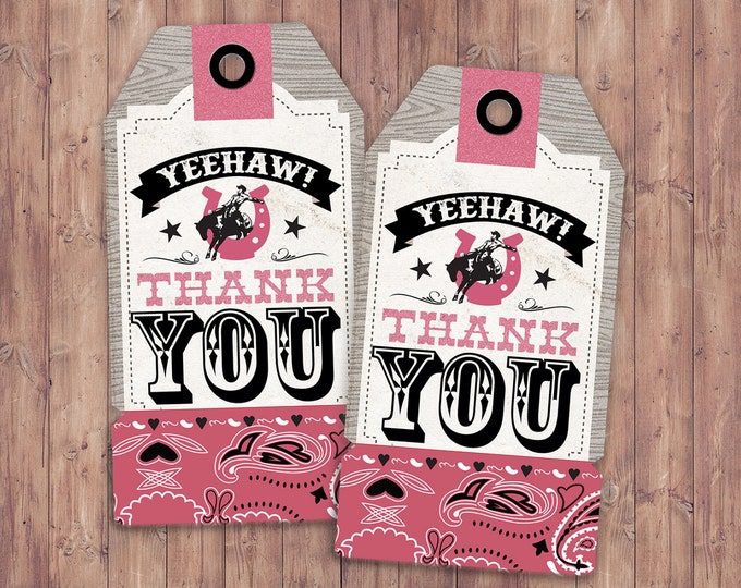 Western, cowboy, cowgirl, birthday, Western birthday, Rodeo, favor tags, party favor, thank you, horse, circus, carnival