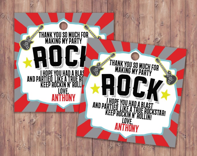 Party favor tag, Rock Star birthday, favor, boy birthday, personalized label, rock star party, rock star birthday, rock star, 80's, retro