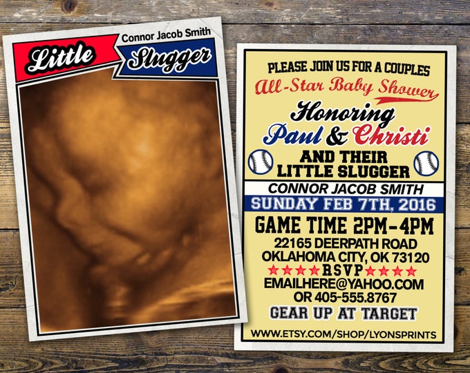 Baseball card, baby shower invitation, baseball card,  birth announcement, baby boy, sports, baby announcement, All-Star, football