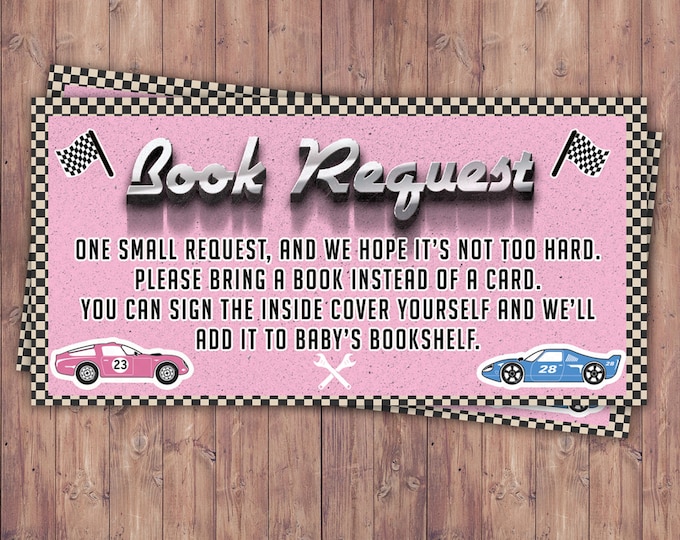 Book request,Retro Race Car Invitation | Pitt Pass, Vintage Race Car Invite | Race Car Birthday, VIP pass, Gender reveal, baby shower