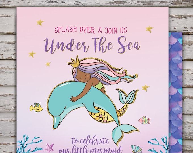 Mermaid Invitation Mermaid Baby shower Invitation, Under The Sea  Invitation, Under The Sea Party Mermaid Under The Sea Party, Coed Shower
