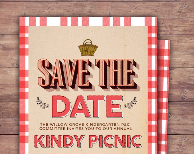 Save the date, Neighborhood Picnic Invitation, company picnic, corporate picnic, BBQ, neighborhood bbq, picnic party, potluck