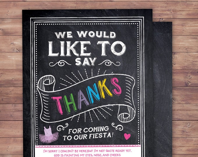 Thank you, Tacos and Tutus, chalkboard couples co-ed Baby Shower BBQ  - babyq - baby is brewing, baby girl shower, fiesta, Mexican