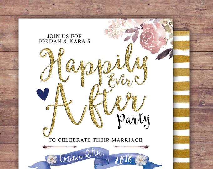 Happily ever after invitation, BOHO wedding shower Invitation, couples shower, arrows, Tribal, wedding, bridal shower invitation