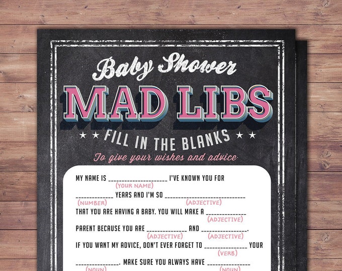 MAD LIBS baby shower game, Baby is brewing, Coed baby shower, baby wishes card- Beer baby shower,couples baby shower