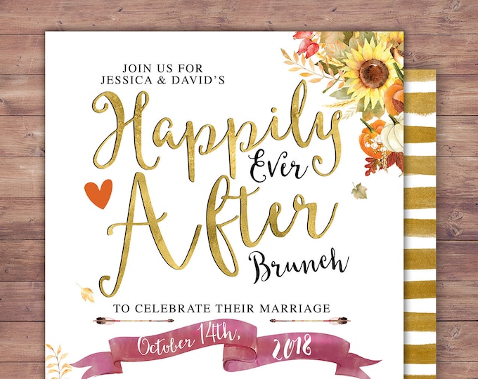 Happily ever after invitation, Autumn, Fall shower, BOHO wedding shower Invitation, couples shower, bridal shower, Halloween invitation