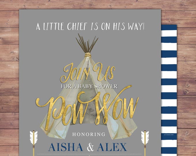 TEEPEE Baby Shower Invitation, Indian Baby shower Invite, aztec baby shower invite,boy, invitation, Aztec, arrow, pow wow, BOHO, Tribal