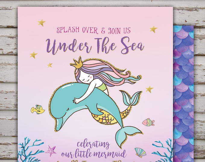 Mermaid Invitation Mermaid Birthday Invitation Under The Sea Birthday Invitation Under The Sea Party Whimsical Mermaid Under The Sea Party