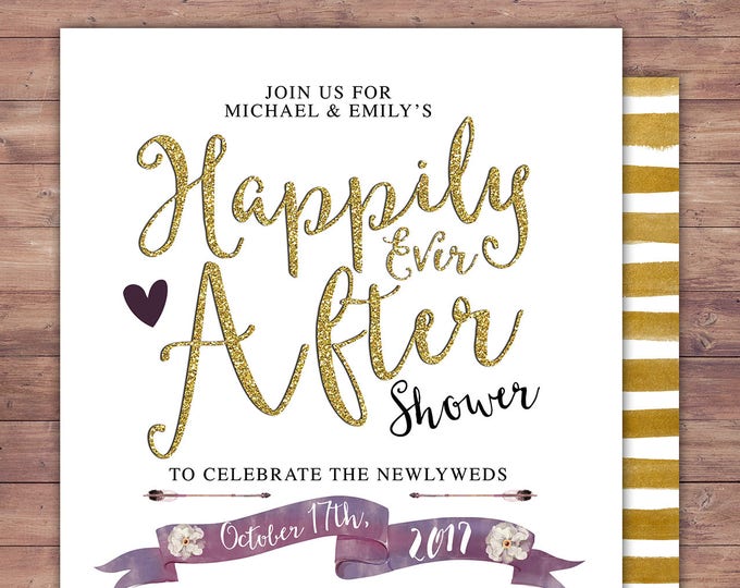 Happily ever after invitation, BOHO wedding shower Invitation, couples shower, arrows, Tribal, wedding, bridal shower invitation