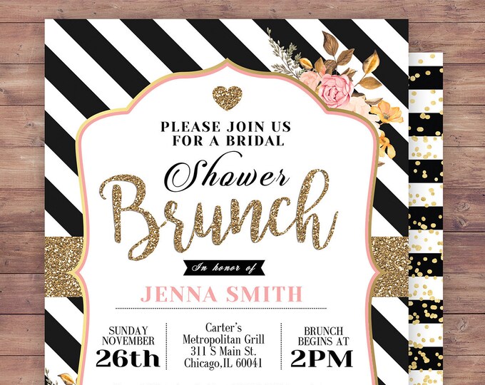 Wedding shower, Spade, invitation,  bridal shower invitation, brunch, invite, sweet 16, birthday invitation, wedding, baby shower