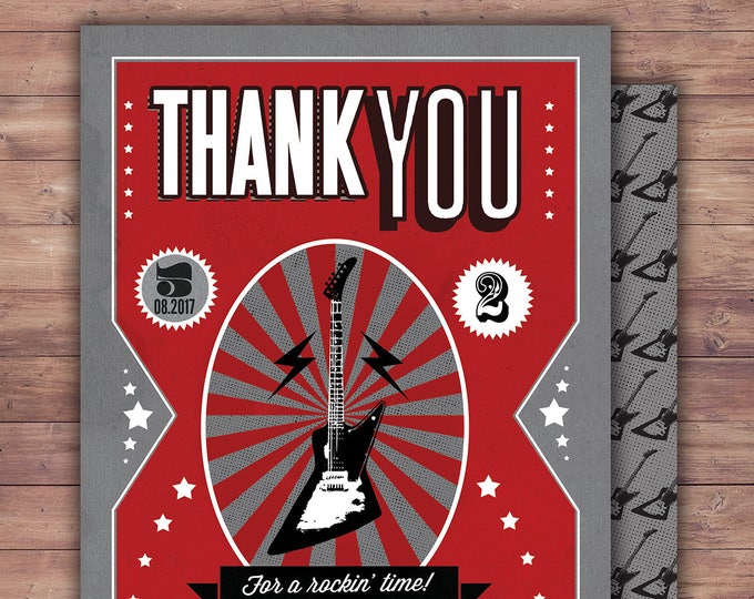 Thank You Card - Greeting Card - All occasion card - rockstar thank you card - birthday Thank you - Birthday Party Thank You Card, favor