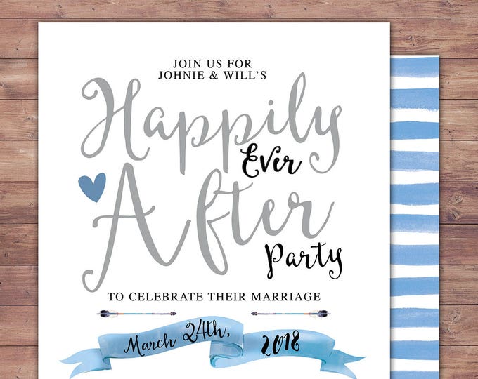 Happily ever after invitation, BOHO wedding shower Invitation, couples shower, arrows, Tribal, wedding, bridal shower invitation