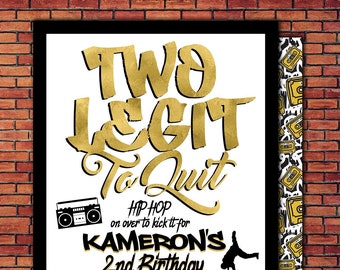 Two Legit To Quit, 2 Legit to Quit Hip Hop Birthday Invitation, 90s Party Invitation, Hop Hop Birthday Party, Printable Invitation