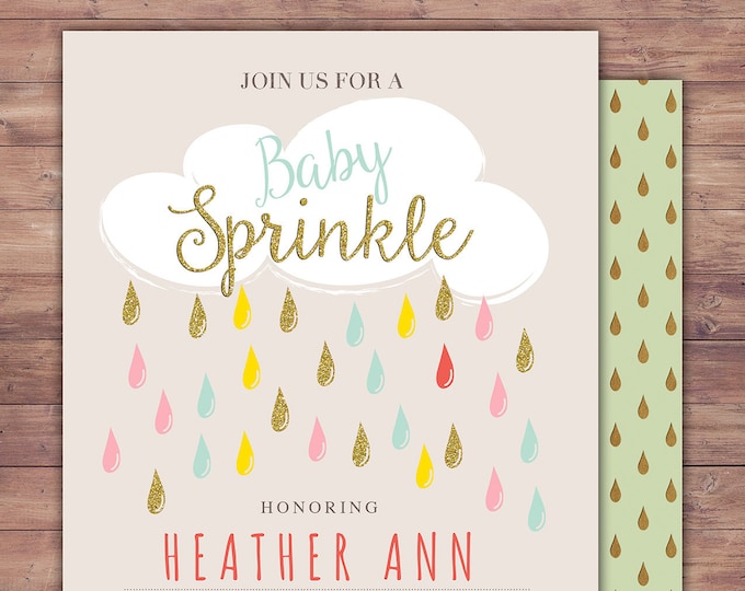 Baby Sprinkle Invitation Girl, Pink Gold Baby Sprinkle Invites, Girl Baby Sprinkle, baby shower invitation, sprinkle invitation, coed
