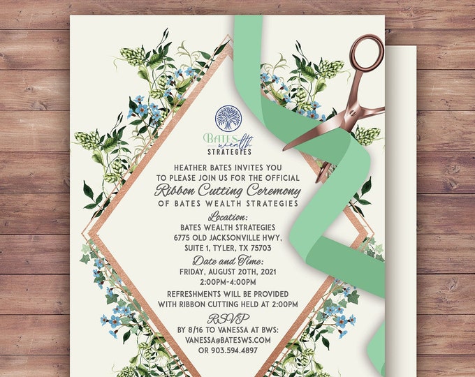 Grand Opening Invitation, Open House, Ribbon Cutting, Grand Opening, Grand Opening Party, Grand Opening celebration, Floral, Printable file