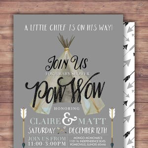 TEEPEE Baby Shower Invitation, Indian Baby shower Invite, aztec baby shower invite,boy, invitation, Aztec, arrow, pow wow, BOHO, Tribal