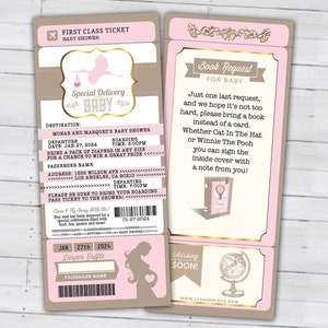 Passport and ticket baby shower invitation, Coed baby shower invitation, travel baby shower invitation,  Digital files Only