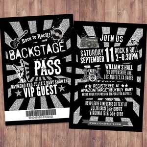 Punk Rock, VIP PASS, backstage pass, Vip invitation, Baby shower, rock star birthday, Digital files