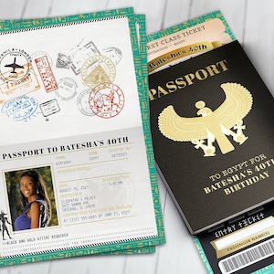Egypt passport and ticket invitation, baby shower invitation, birthday invitation, Egypt, Egyptian, Digital files only