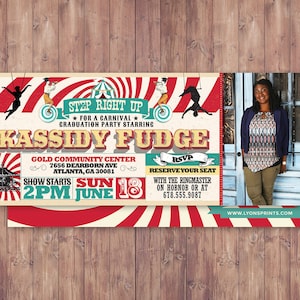 CIRCUS graduation Invitation- Carnival invitation-prom invitation- graduation party invitation-school dance invitation, prom, Digital files