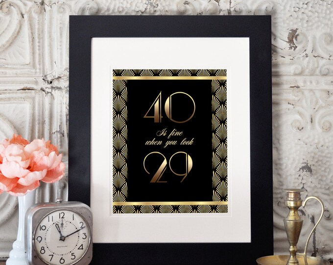 Great Gatsby birthday table signs, Roaring 20's, Hollywood film theme party,  Black and gold glam printable digital decor, glam,