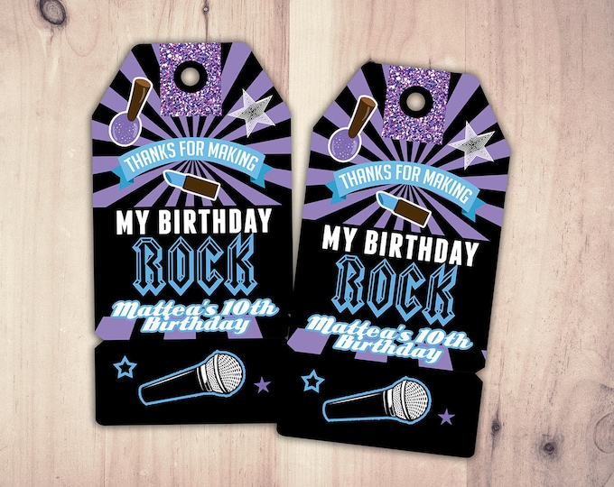 Party favor tag, Rockstar birthday, favor, boy birthday, personalized label, rockstar party, rockstar birthday, rockstar, printable