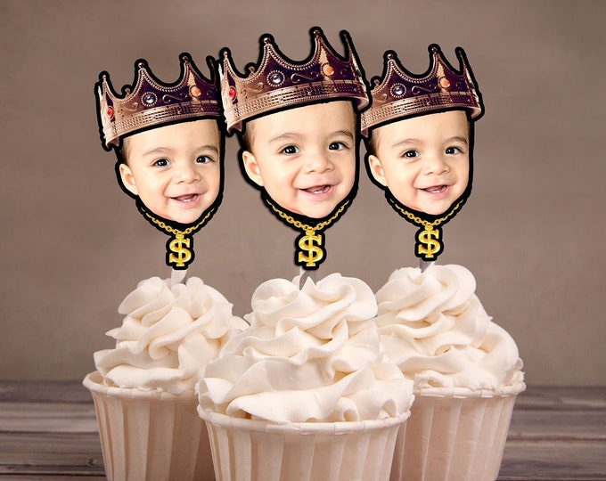 Photo Cupcake Toppers Digital File - Hip hop  birthday, Crown topper, boy birthday, Fresh Prince, Hip hop party, 2legit, 90s party, King