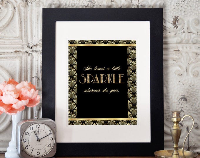 Great Gatsby birthday table signs, Roaring 20's, Hollywood film theme party,  Black and gold glam printable digital, glam
