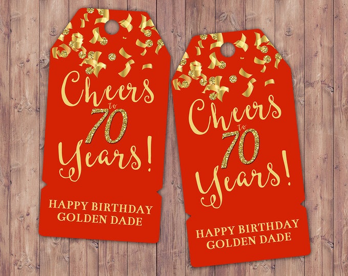 Favor tags, Retirement party, Birthday party,Cheers, 21st, 30th, 40th, 50th, 60th, 70th, confetti and glitter, Gold, Silver