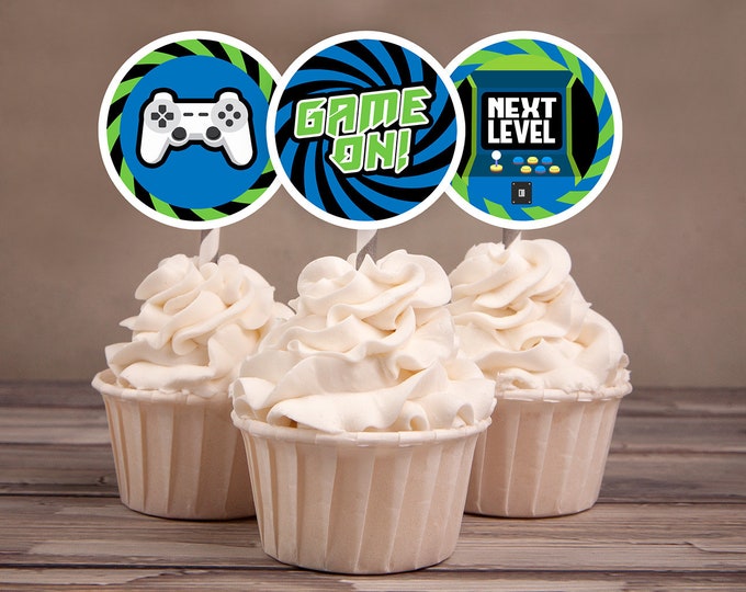 Video Game, Cupcake toppers, Game Truck Party, Video Game Party, Boy Birthday, Game Truck,  Game truck birthday, decor