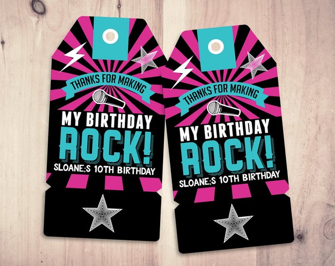 Party favor tag, Rockstar  birthday, favor, boy birthday, personalized label, rockstar party, rockstar birthday, rockstar, 80's, retro