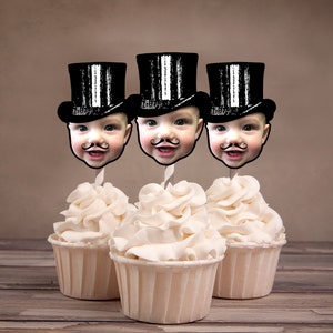 little man Photo Cupcake Toppers (Ringmaster) Digital File - magic, magician. little man, first birthday, party decor, party supplies