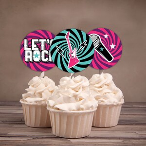 Cupcake toppers &quot;ROCKSTAR&quot; birthday party, party decorations, party supplies, rockstar, rockstar theme, Rockstar Baby shower, printable