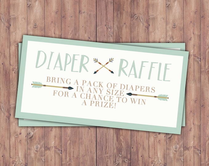 POW WOW Baby Shower, diaper raffle ticket, Teepee Baby shower, boho baby shower, BOHO insert, Tribal, shower game, diaper insert