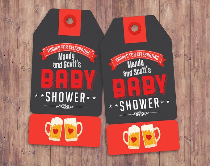 Party favor tag "Baby is Brewing" baby shower, baby shower games, baby shower sign, beer and BBQ, Tea baby shower