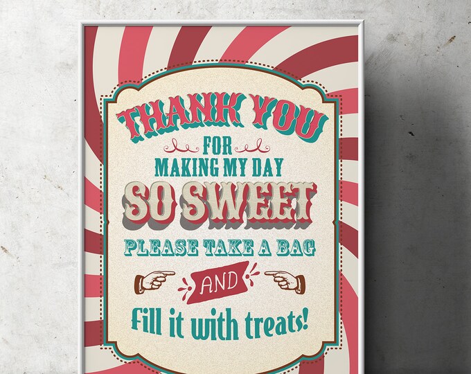 Carnival Party - Circus Party - Candy Buffet- Favor Table Sign, Customized Printable - Vintage circus- Vintage Carnival - First birthday