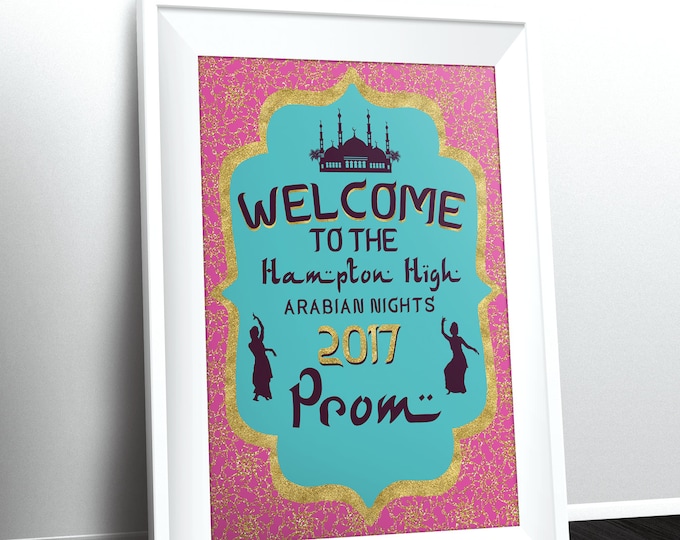 Welcome sign, Arabia, Morocco, Prom, Birthday, Poster, Sign, Bollywood- travel birthday, Moroccan birthday-ethnic, PROM