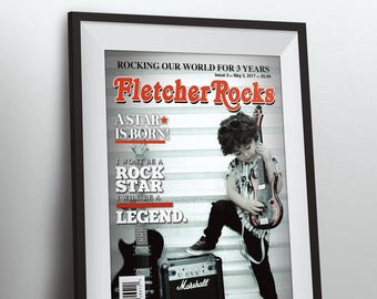 Rock Star magazine theme birthday poster, boy birthday, rockstar, baby shower, rock star party, rock n roll, pop star, hip hop, Digital file