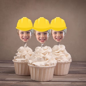 Photo Cupcake Toppers Digital File -construction birthday, dump truck, under construction, construction invitation, boy birthday