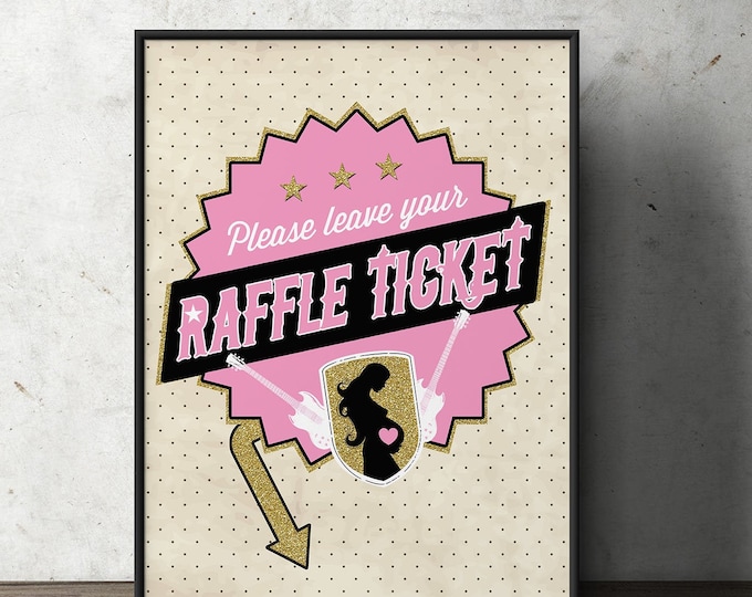Diaper Raffle Sign "ROCKSTAR" (Printable File Only) Bring Diapers for Mom Raffle, baby shower, baby shower games, baby shower sign