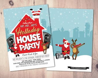 Christmas House Party Invitation, Ugly sweater party invite , Hip Hop Christmas Party Invite, Funny Holiday party invite, printable