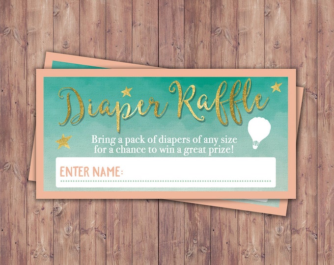 Diaper Raffle, Oh The Places  Baby Shower • Baby Shower game, diaper raffle, diaper insert, request for diapers
