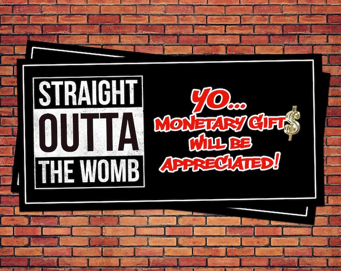 Monetary gifts insert, shower game, Hip Hop baby shower, 90s party, 80s/90s, 80s shower, Fresh Prince, Push it