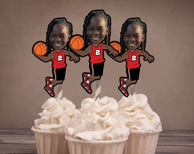 Digital Photo Cupcake Toppers, Basketball Party,Basketball theme, basketball birthday, basketball